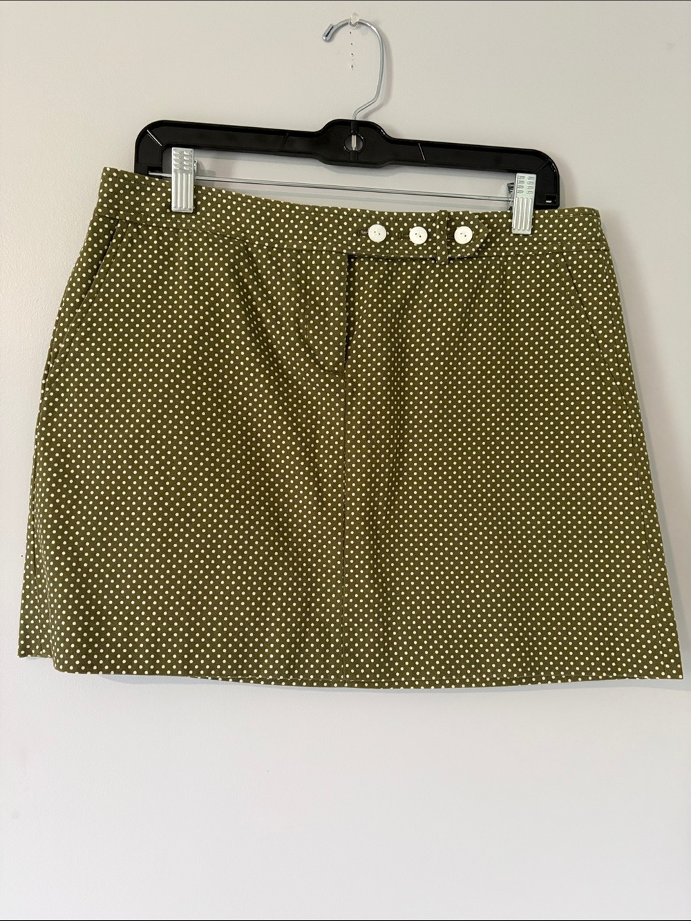 J. Crew Olive Green Polka Dot Mini Skirt